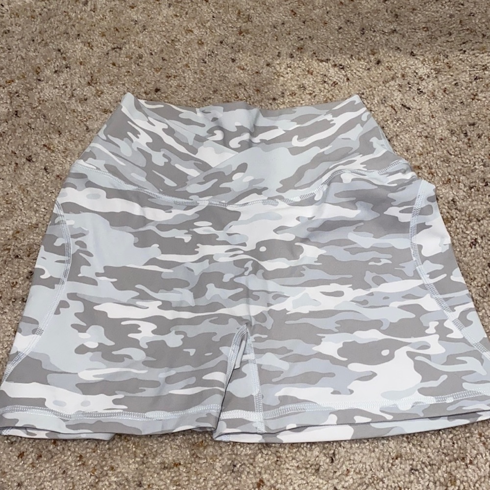 Alphalete white camo surface power shorts